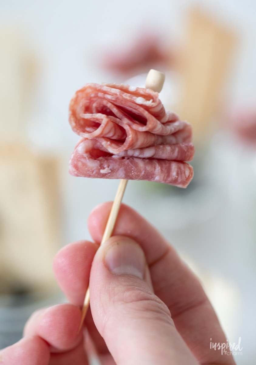 salami on toothpick
