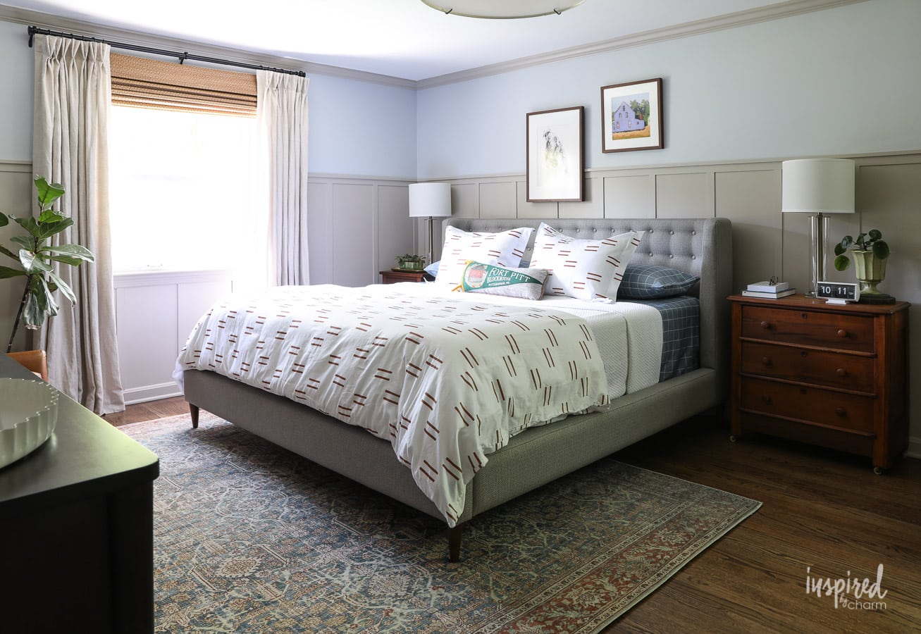 Master Bedroom Makeover Reveal #masculine #modern #country #bedroom #design #oneroomchallenge