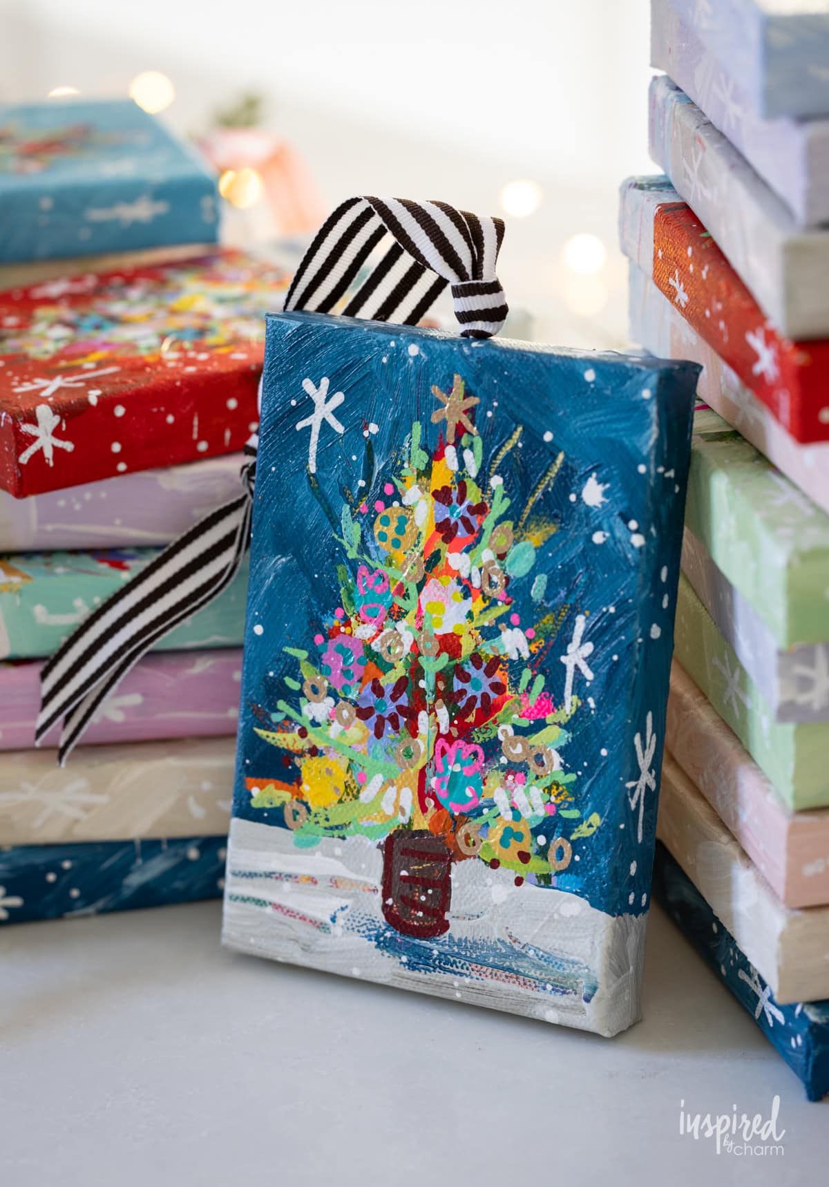 christmas tree acrylic painting.