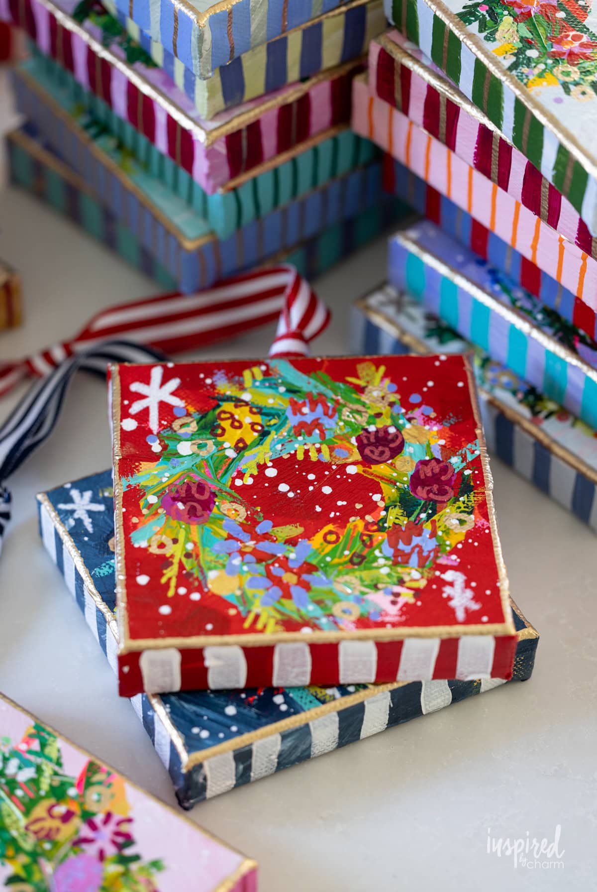 christmas art wreath paintings.