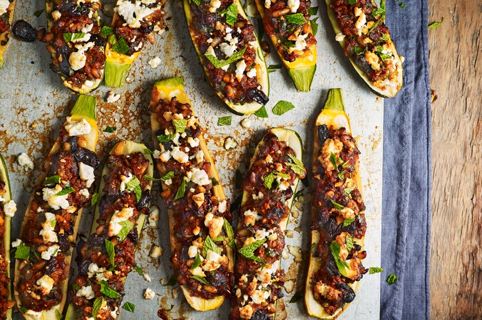 Greek Lamb-Stuffed Courgettes