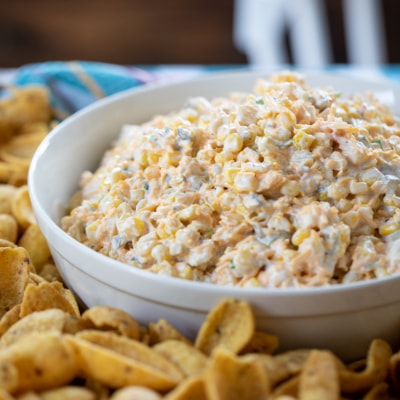 corn dip in bowl.