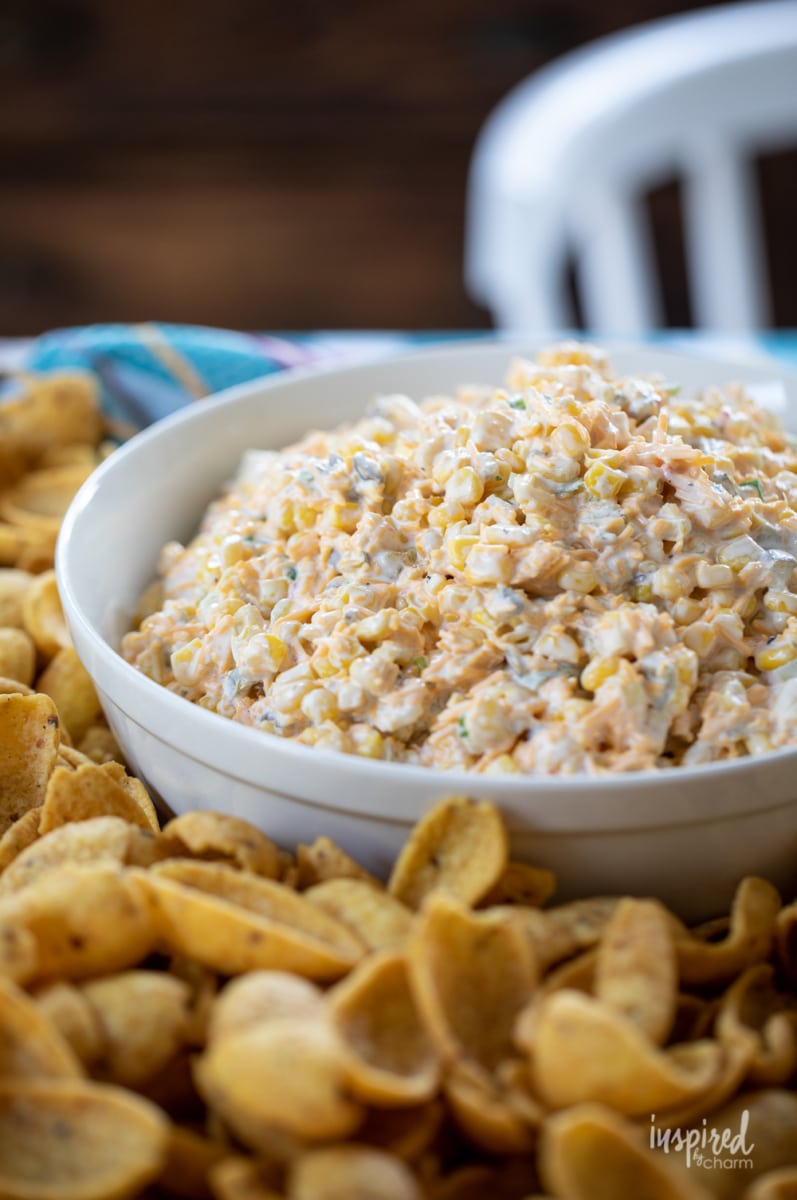 corn dip in bowl.