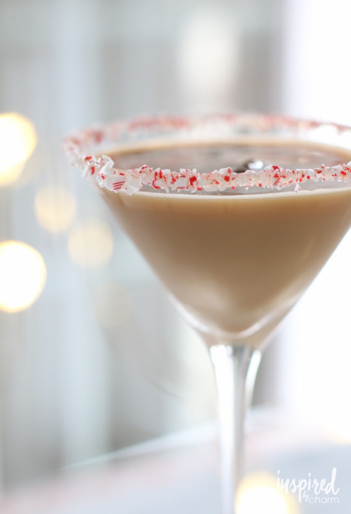peppermint espresso martini with peppermint rim