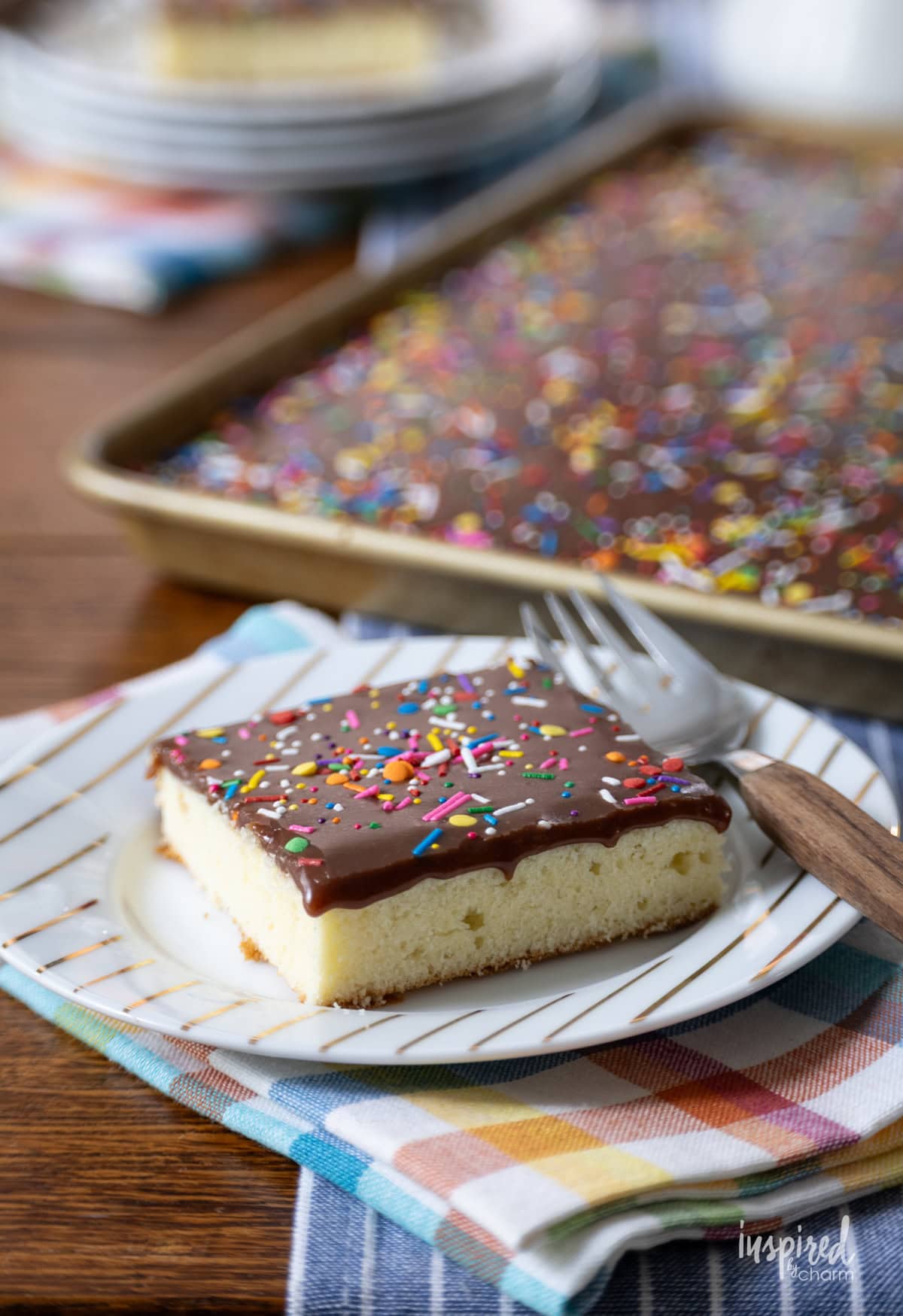 cake with chocolate frosting and sprinkles