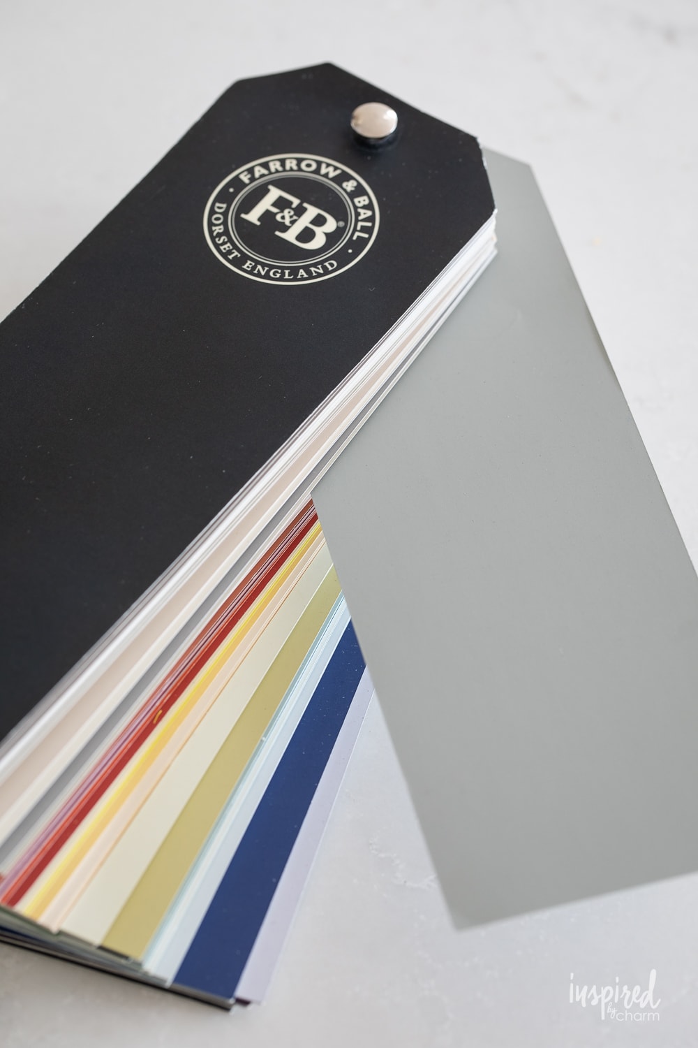 farrow and ball color fan deck with pigeon no. 25.