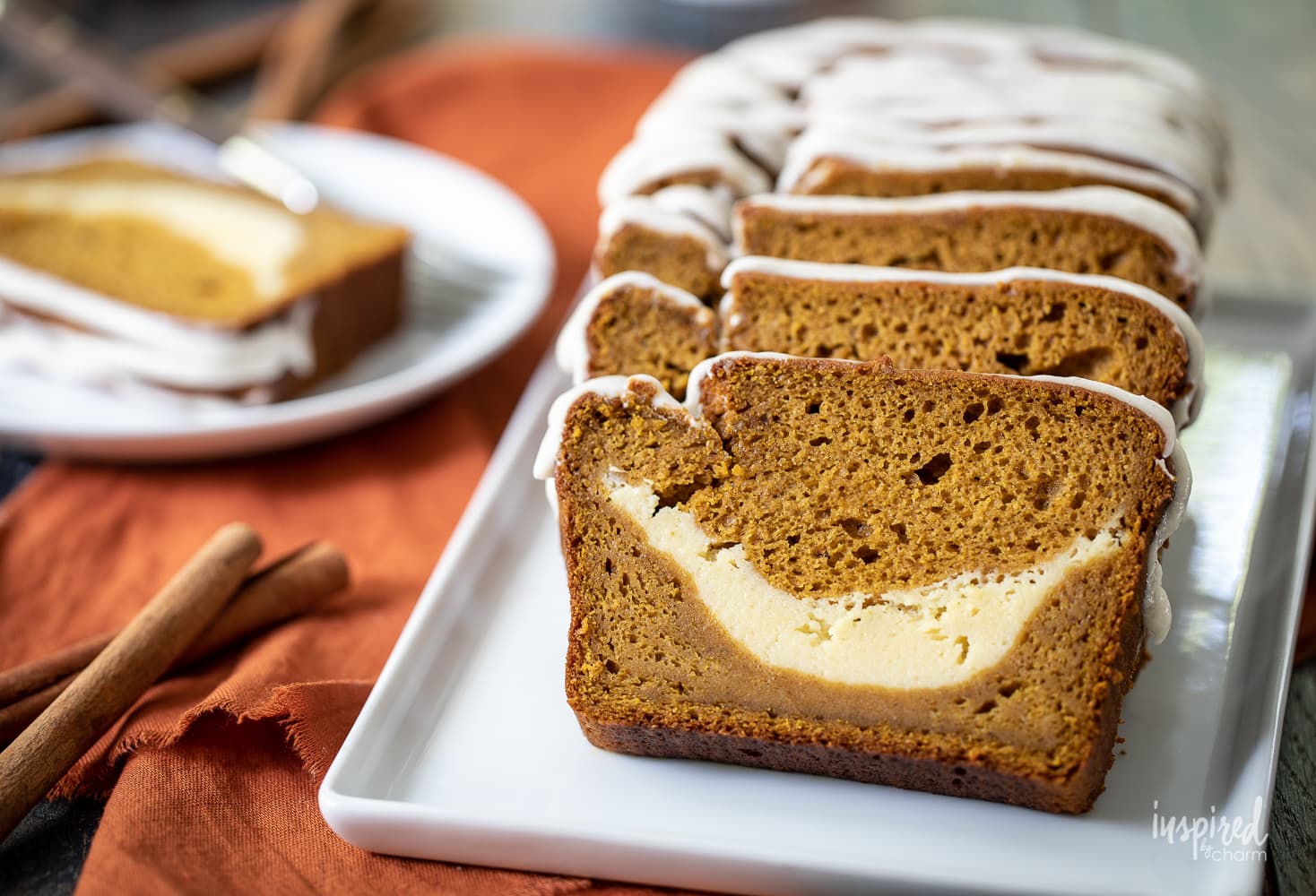 Pumpkin Bread with Cream Cheese Swirl