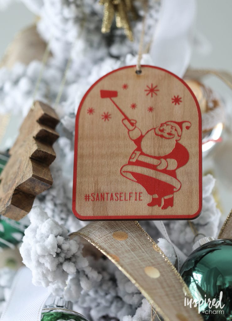 ornament with santa taking a selfie