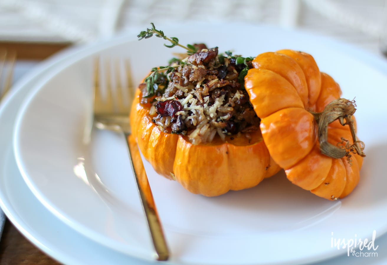 Sausage, Rice, and Cranberry Stuffed Mini Pumpkins