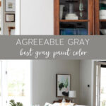 Sherwin-Williams Agreeable Gray paint on living room walls.