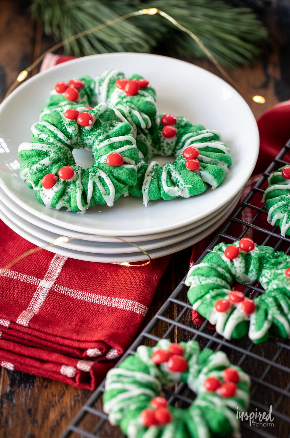 Shortbread Wreath Cookies #christmas #cookie #holiday #wreath #cookies #shortbread #holidaybaking