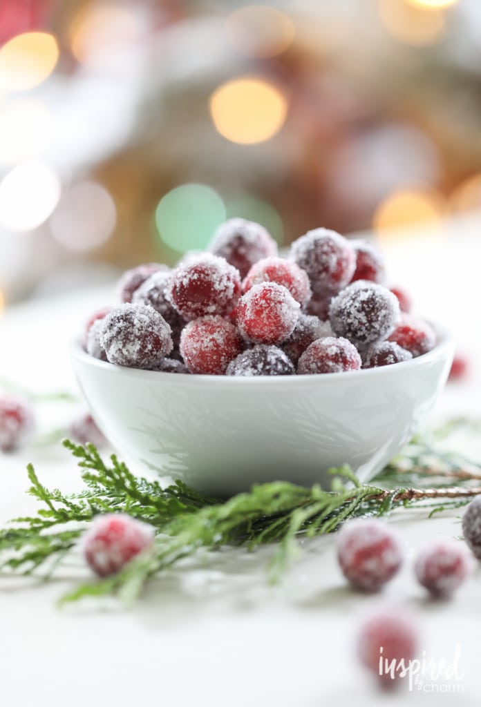 cranberries coated in syrup and sugar