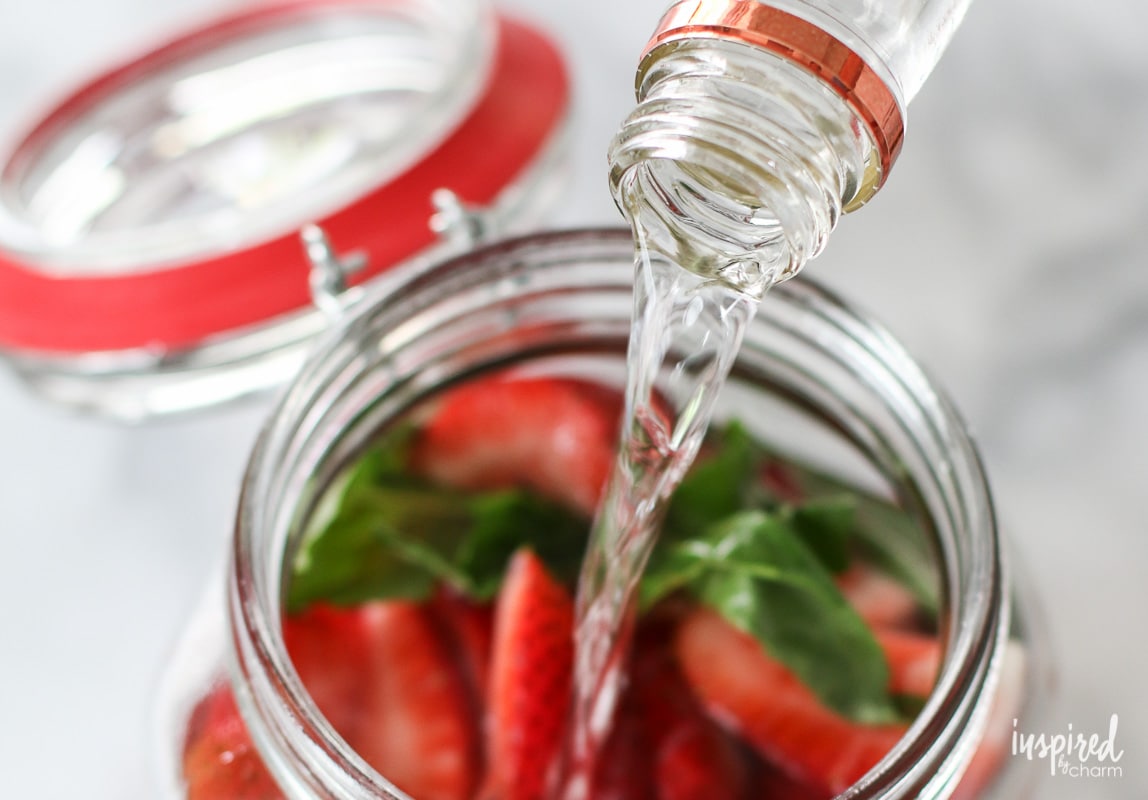 Learn how to make Strawberry Basil Infused Vodka! #strawberry #basil #vodka #cocktail #cocktails