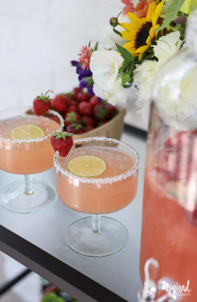two glasses with Strawberry Margarita Punch.