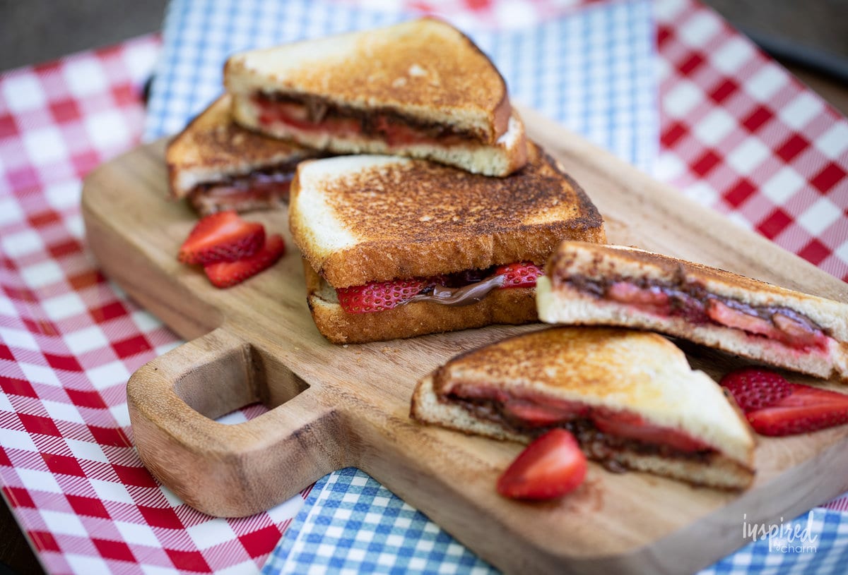 stacked Strawberry Nutella Mountain Pies.