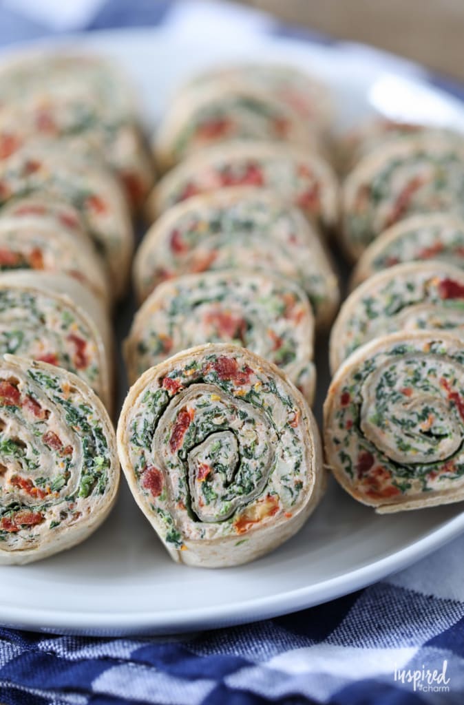 Sun-Dried Tomato Roll-Ups on a plate.
