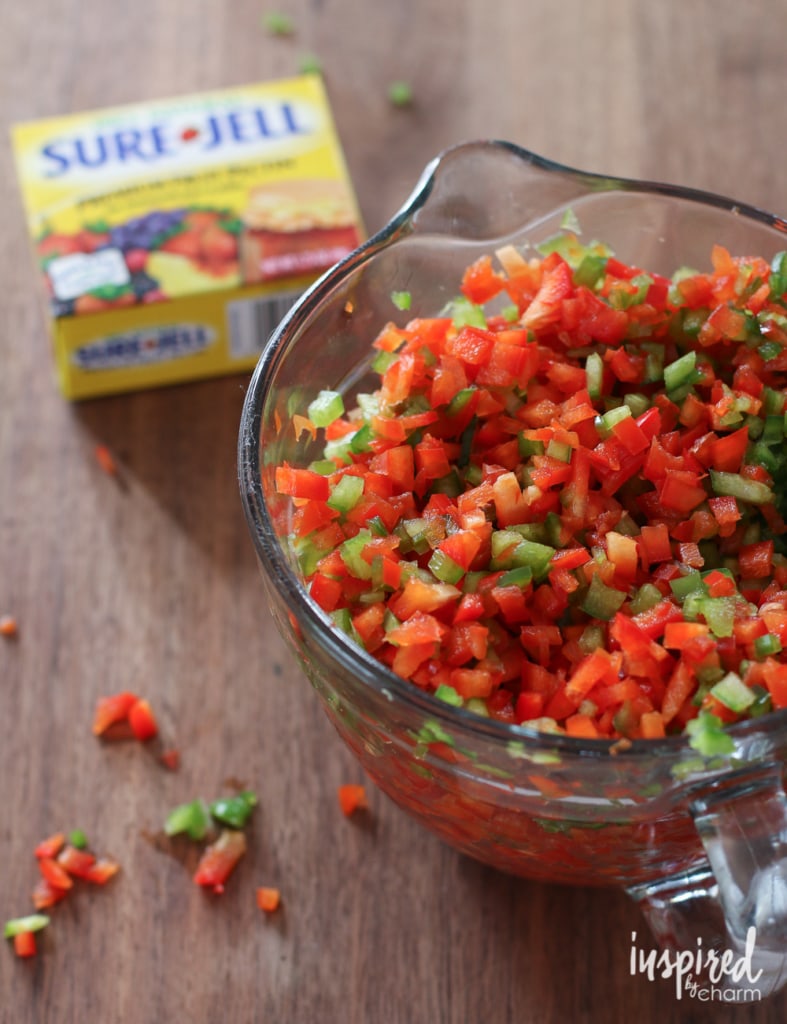 red and green bell peppers chopped finely 