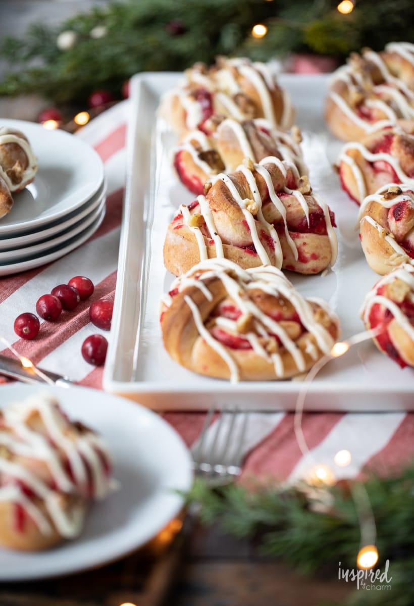 Cranberry Sweet Rolls on a platter.