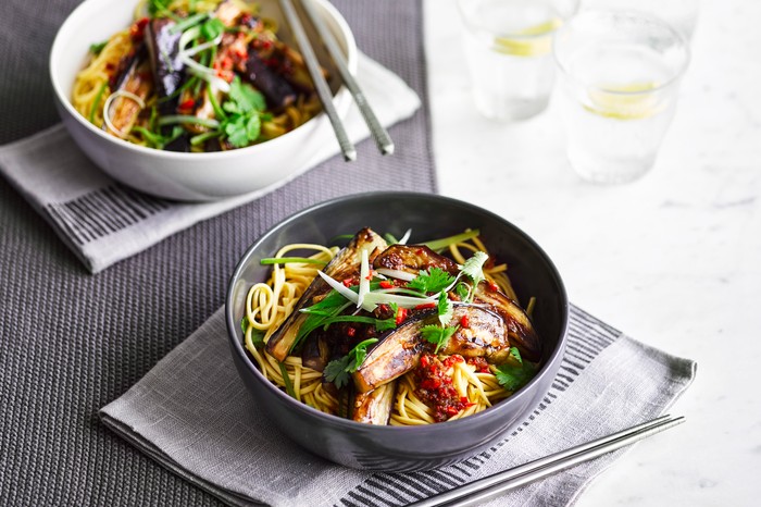 Sweet Soy Noodle Recipe with Aubergine