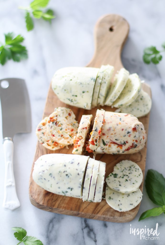 3 Homemade Herb Butters: Italian Garlic, Sun-Dried Tomato, and Cilantro Lime. 