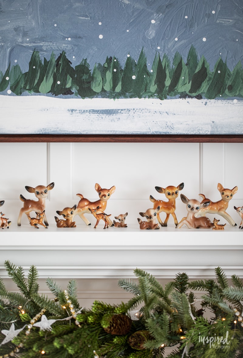 Living Room Christmas Mantel Decor #livingroom #mantel #christmas #fireplace #holiday #decor #bookshelf #bookcase #garland