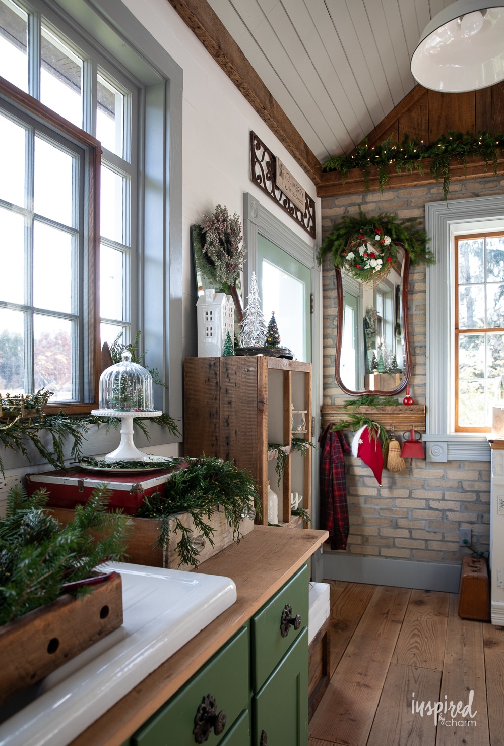 space with repurposed materials looking inside.