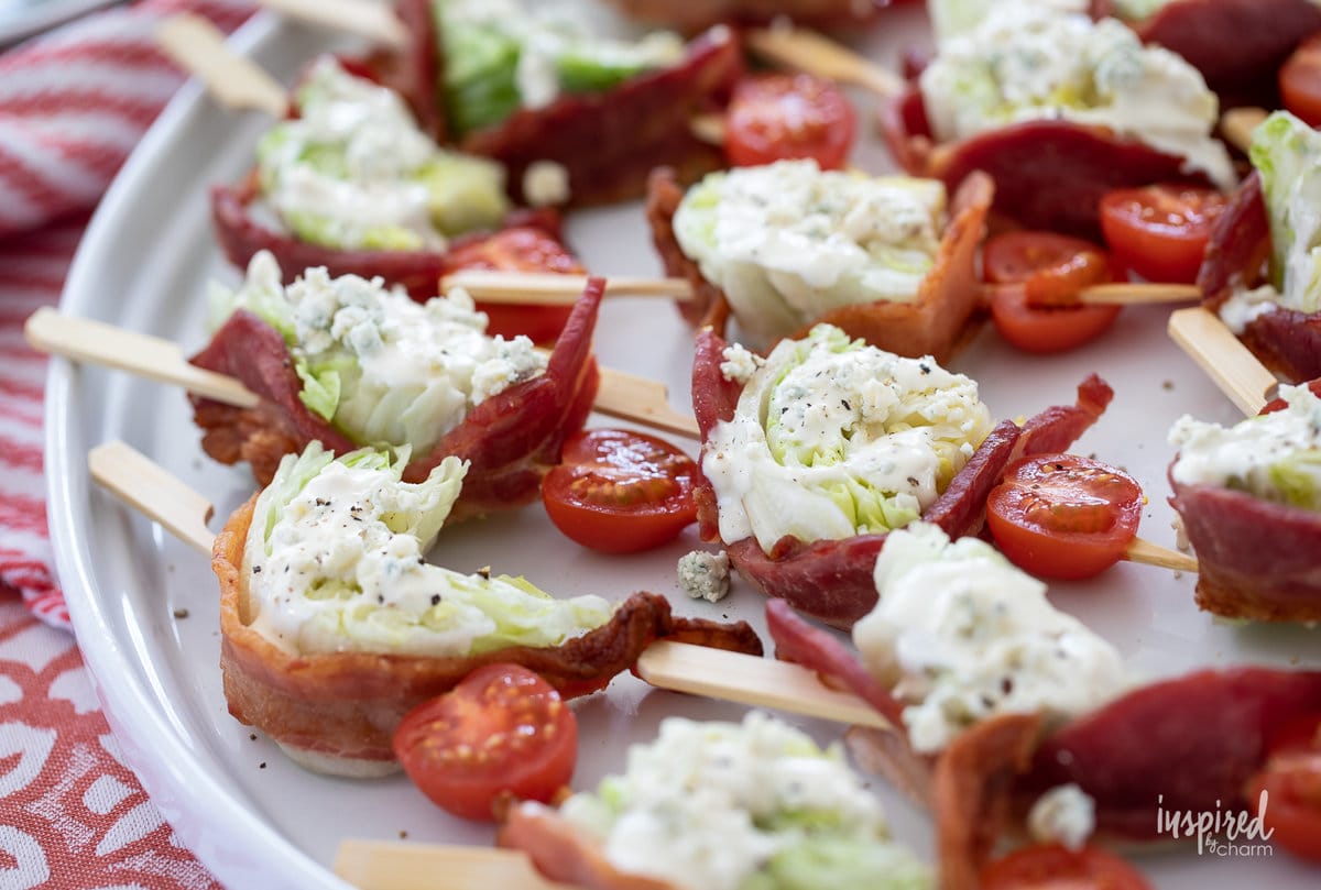 Wedge Salad Skewers on a platter.